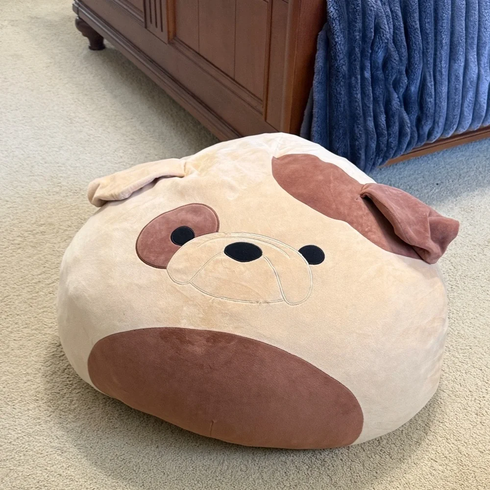 Plush Dog Bed - Cream and Brown